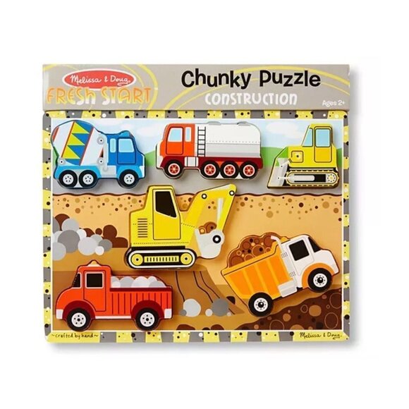 Melissa & Doug Construction Chunky Puzzle - Picture 1 of 5